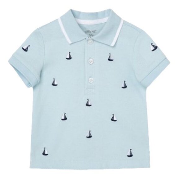 NEW Little Me Sailboat Polo Shirt Babies 12M Nordstrom Collared NWOT Blue Top‎ - Picture 1 of 11
